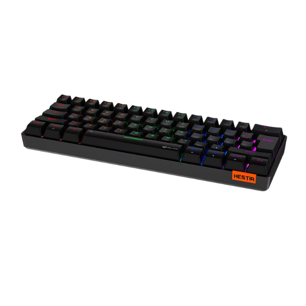 Meetion MK005 60% Mechanical   Gaming  Keyboard - Blue Switch, Black & White_Arabic- DokanTech #