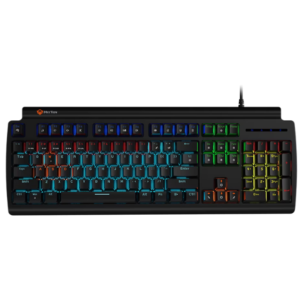 Meetion MT-MK600RD  Red Switch Mechanical Keyboard, Rainbow Backlight, Black & White, Arabic- DokanTech #