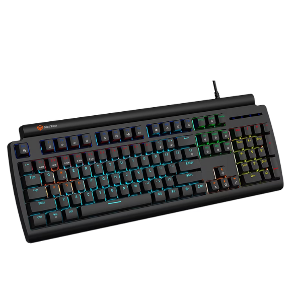 Meetion MT-MK600RD  Red Switch Mechanical Keyboard, Rainbow Backlight, Black & White, Arabic- DokanTech #