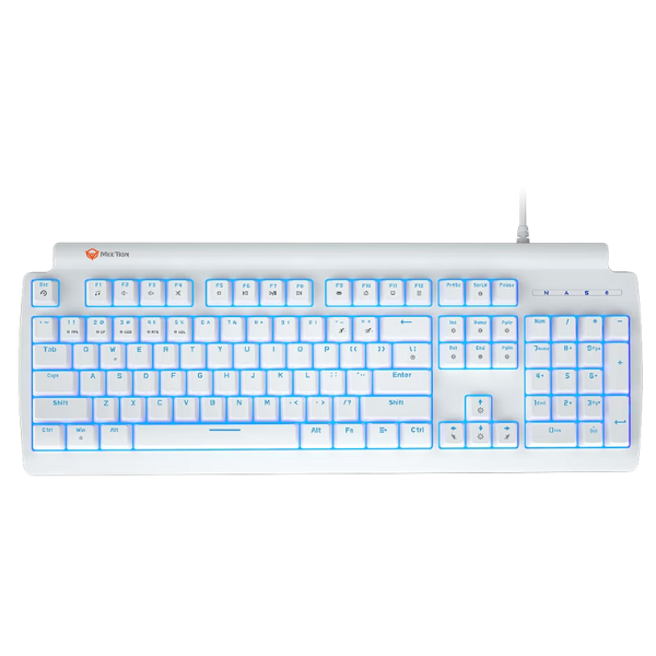 Meetion MT-MK600RD  Red Switch Mechanical Keyboard, Rainbow Backlight, Black & White, Arabic- DokanTech #