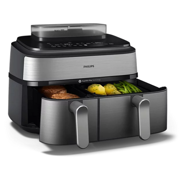Philips NA555/09 5000 Series Dual Basket Airfryer 9L - Silver dokkan tech.