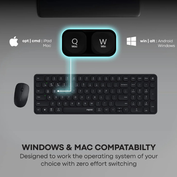 Rapoo 9320M Multi-Mode Wireless Keyboard and Mouse Combo-dokantech