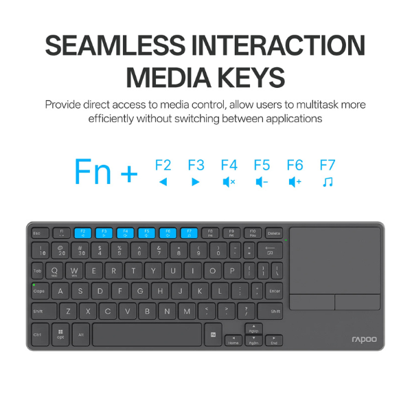 RapooE900Tmulti-modeWirelessUltra-slimKeyboardwithTouchpadAraLayout-DarkGrey-Features-DokkanTech