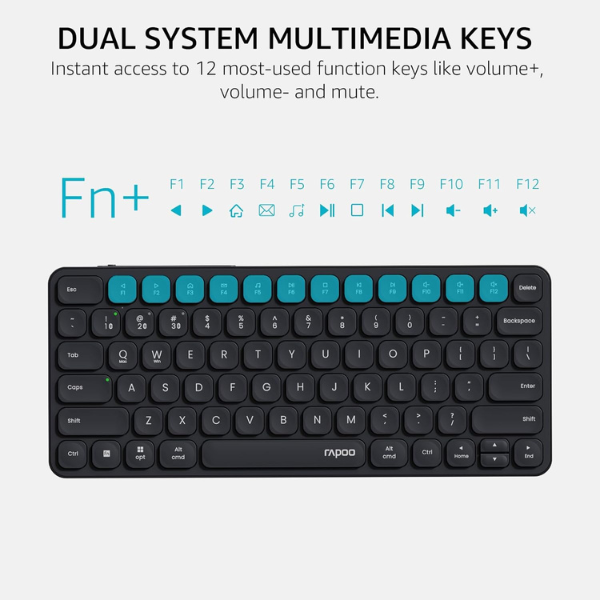 Rapoo Mini E9050L Wireless Keyboard – Light Grey, Arabic/English Layout-dokantech