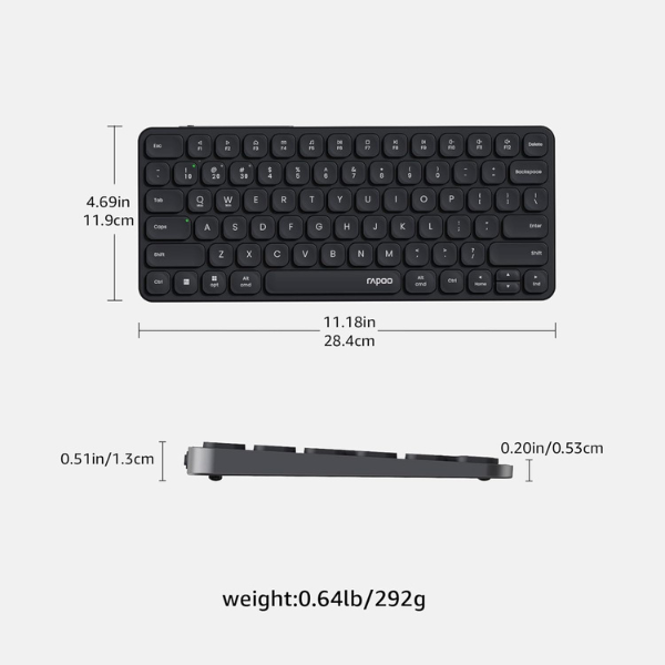 Rapoo Mini E9050L Wireless Keyboard – Light Grey, Arabic/English Layout-dokantech