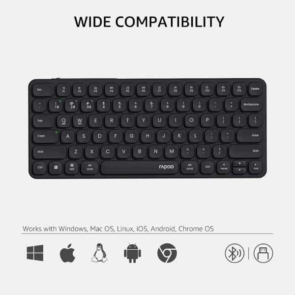 Rapoo Mini E9050L Wireless Keyboard – Light Grey, Arabic/English Layout-dokantech