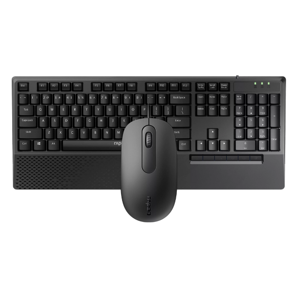 Rapoo NX2000 Wired Keyboard and Mouse Combo – Black, Arabic/English Layout-Rapoo NX2000 Wired Keyboard and Mouse Combo – Black, Arabic/English Layout-dokantech