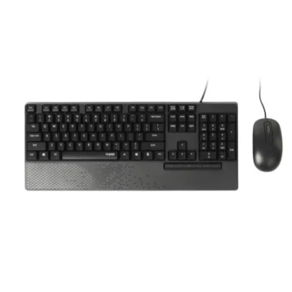 Rapoo NX2000 Wired Keyboard and Mouse Combo – Black, Arabic/English Layout-Rapoo NX2000 Wired Keyboard and Mouse Combo – Black, Arabic/English Layout-dokantech