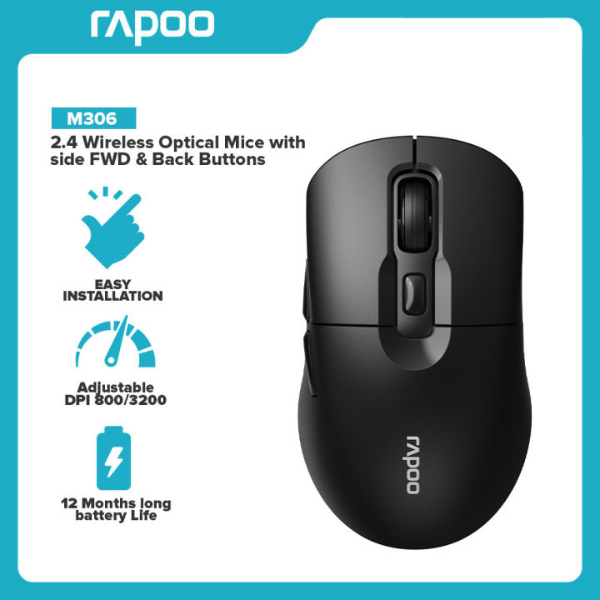 Rapoo M306 Silent Wireless Mouse - Black - Dokkantech