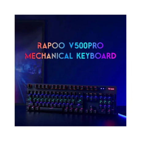 Rapoo V500PRO Gaming Mechanical Wired Keyboard (Blue Switch) - Black - Dokkantech