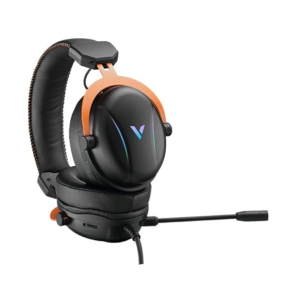 سماعة الألعاب Rapoo VH350S بميزة الصوت المحيطي الافتراضي 7.1 – أسود، مايك ENC، إضاءة RGB