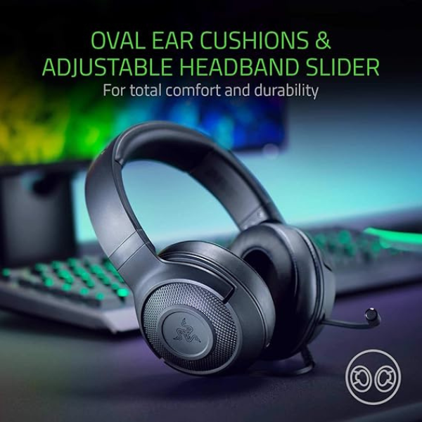 Razer Kraken X Wired Gaming Headset – 7.1 Surround Sound, Ultra-Light, Black-dokantech