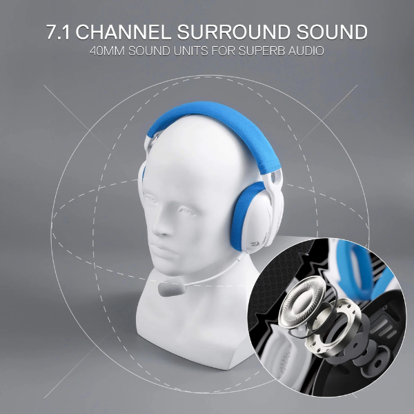 RedragonH878SkuldProLightweightWirelessGamingHeadset-BlueWhite7.1Sound -DokkanTech