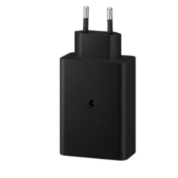 Samsung 65W Power Adapter Trio 3-port charger – front view black