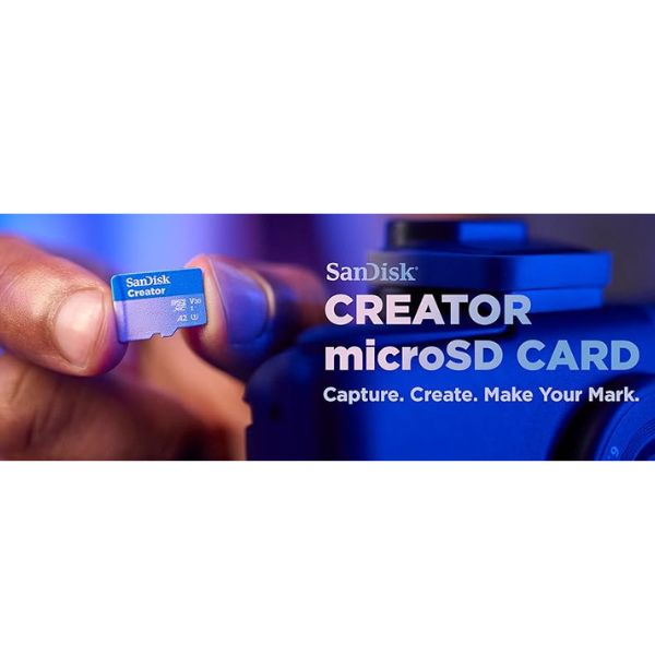 SanDisk Creator 256GB microSDXC Card 190/130MB/s– With SD Adapter – SDSQXAV-256G-IN6MS-dokantech#