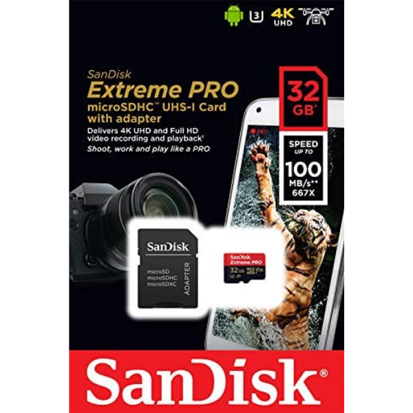SanDisk Extreme PRO microSDHC 32GB PRO Deluxe 100MB/s A1 C10 V30 UHS-I U3 - DokanTech #