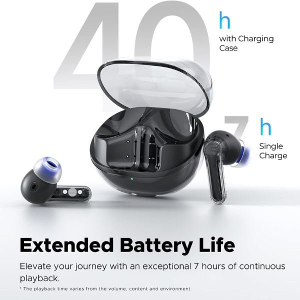 SoundPEATSClearIn-EarWirelessEarbudsStylishTransparentDesignBatteryBlack-DokkanTech