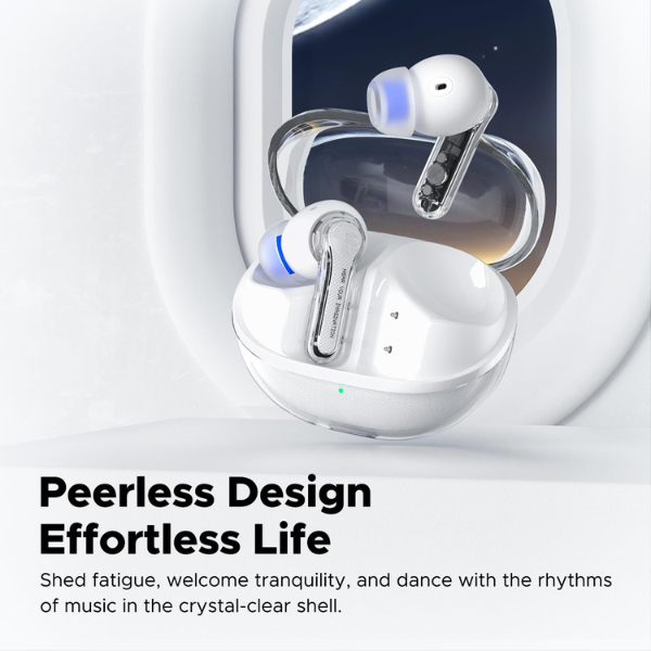SoundPEATSClearIn-EarWirelessEarbudsStylishTransparentDesignWhite-DokkanTech