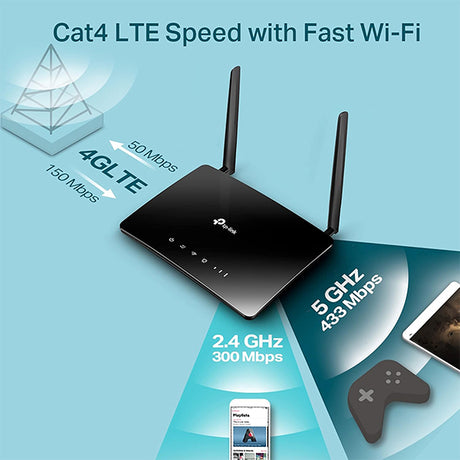 TP-Link AC750 Wireless Dual Band 4G LTE Advanced Router - Archer MR200 - DokanTech #