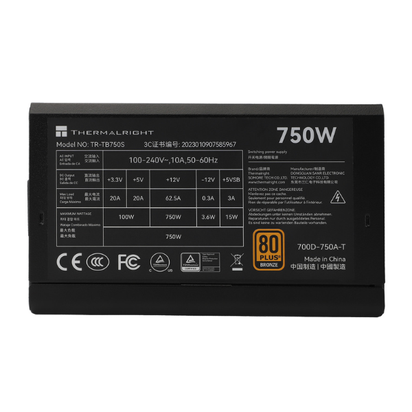 Thermalright ATX Power Supply 750W PCI-e 5.0 - 80 Plus Bronze- TB-750S-Dokkantech