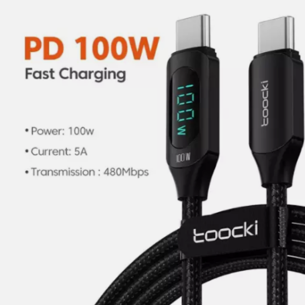 Toocki USB Type C to Type C Cable 100W PD Fast Charging Display Data 3ft Cable - DokanTech #