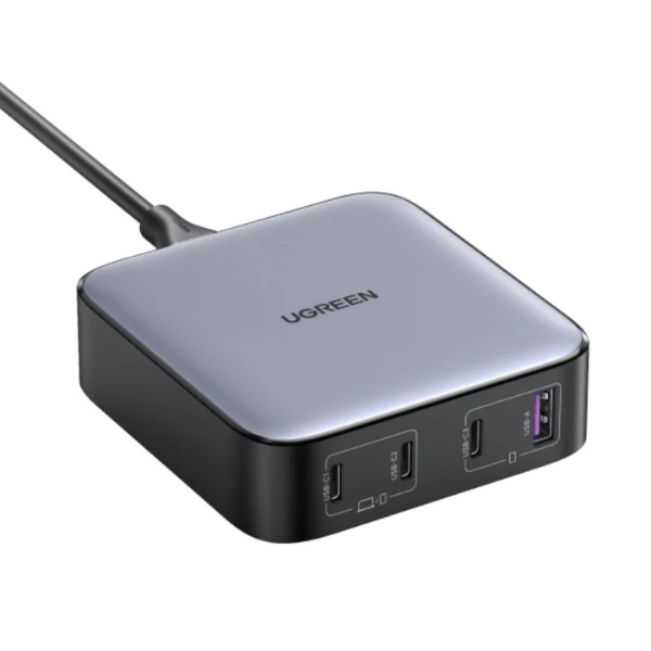 UGREENNexodeCD328100W4-PortGaNDesktopFastChargerFullView-DokkanTech