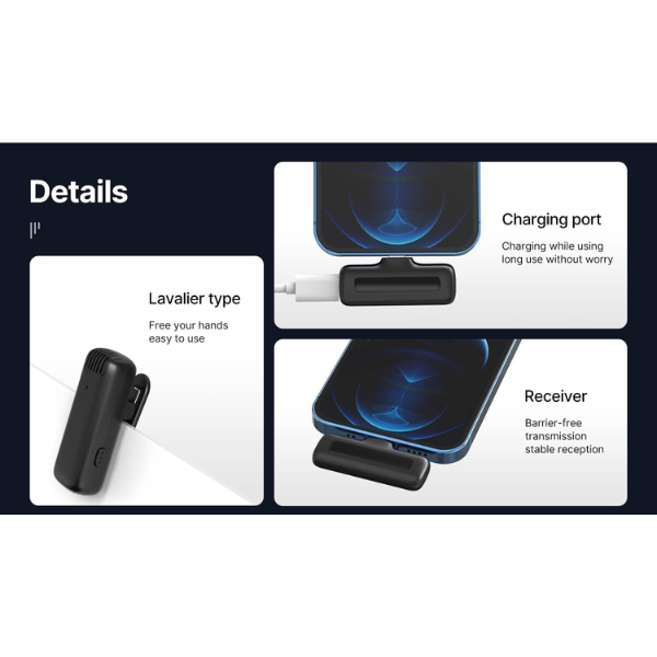 Ulanzi J11 Wireless Lavalier Microphone System - IOS -
Black - Dokkantech