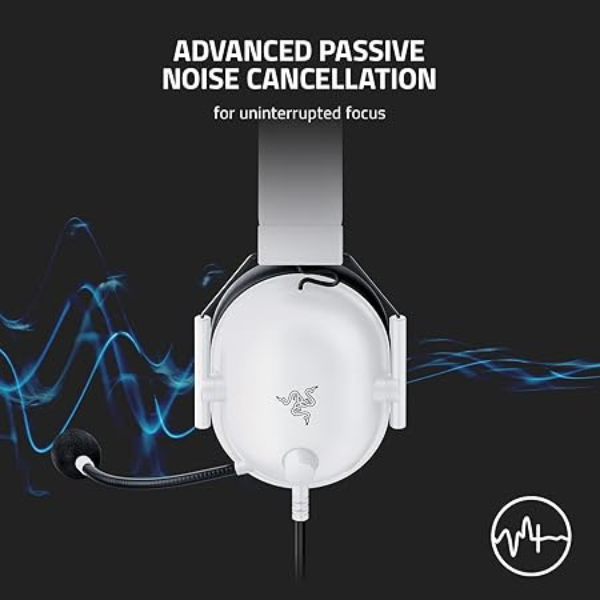 Razer BlackShark V2 X Wired Headset - Clear Sound & Noise Cancelling- Black and White