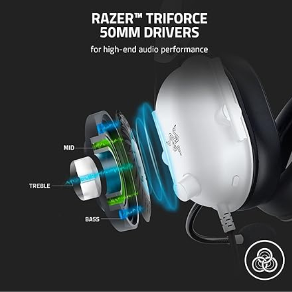 Razer BlackShark V2 X Wired Headset - Clear Sound & Noise Cancelling- Black and White