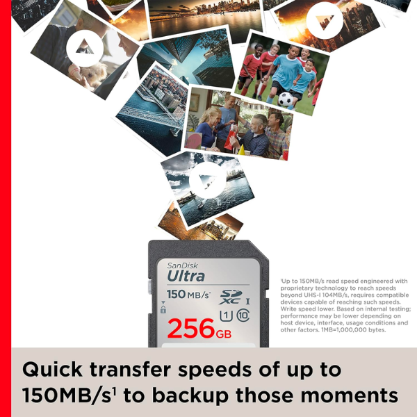 SanDisk Ultra SDXC 256GB Memory Card 150MB/s, C10, U1, Full HD - DokanTech #