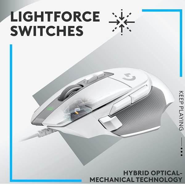Logitech G502 X Wired Gaming Mouse - LIGHTFORCE hybrid optical-mechanical primary switches, HERO 25K gaming sensor, compatible with PC - macOS/Windows