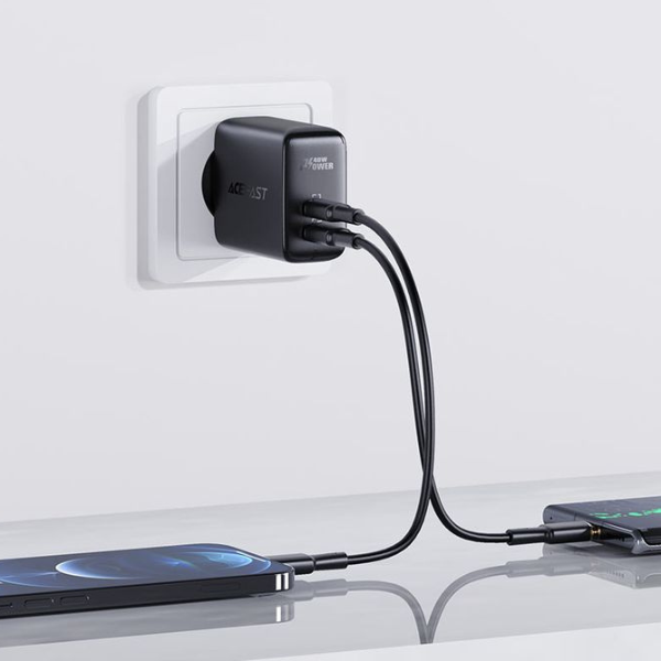 AceFast A9 40W (2xUSB-C) Fast Wall CHARGER PD3.0 - Black - DokanTech #