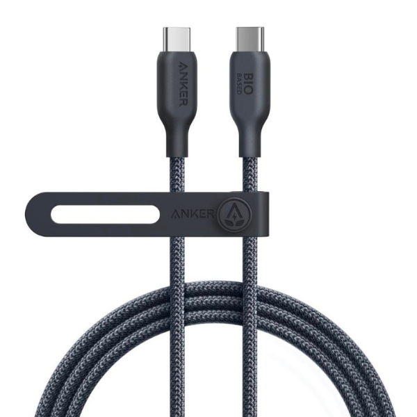 Anker 544 USB-C to USB-C 240W braided cable – front view black