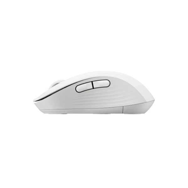 Logitech Signature M650 Mouse: white mouse in a side view.