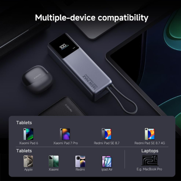 Xiaomi 165W Power Bank 10000mAh (Integrated Cable) - Gray โ Ultra-Fast Charging, Compact-dokantech