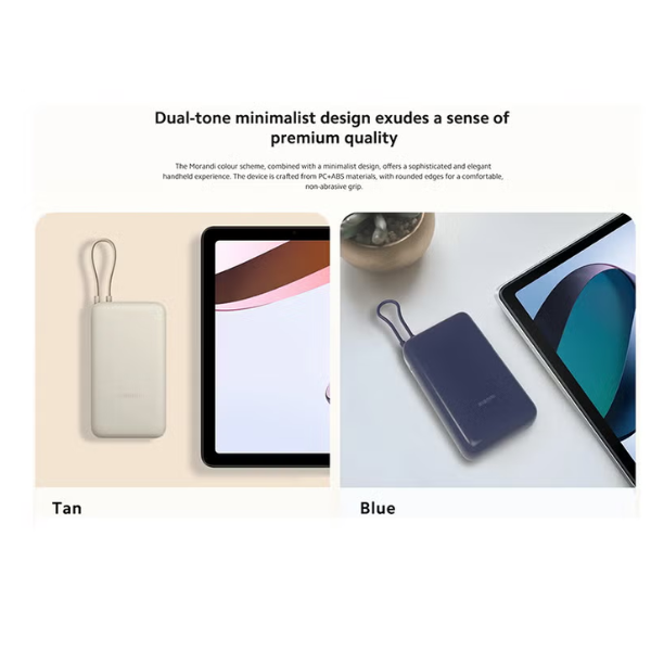 Xiaomi 33W Power Bank 20000mAh (Integrated Cable) – Fast Charging, Travel-Friendly-dokantech