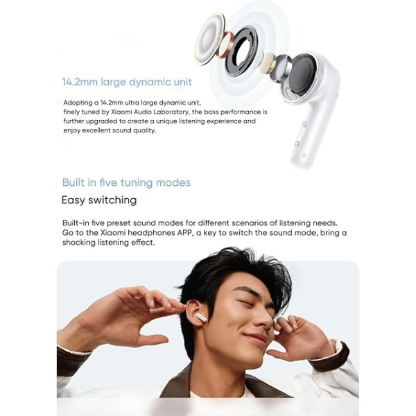 Xiaomi Redmi Buds 6 Active Wireless Earbuds 30H Long Battery Life, Noise Cancellation for Calls.