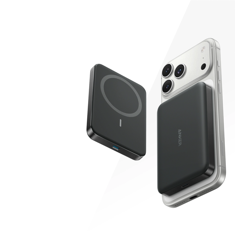 Anker MagGo Slim Power Bank 10000mAh with wireless charging, black, feature highlight 3