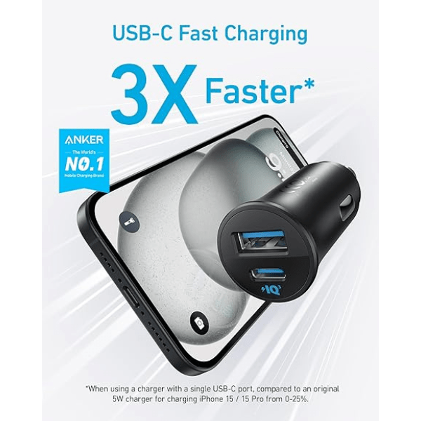 Anker 30W Dual - Port USB - C + USB - A Car Charger Fast Charging Anker Egypt