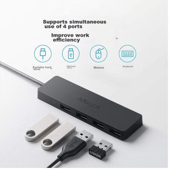 Anker 4 - Port USB 3.0 Ultra Slim Data Hub A7516 5Gbps Black Anker Egypt