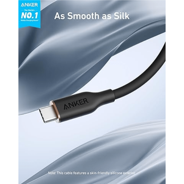 Anker PowerLine III Flow 240W silicone cable – connector detail
