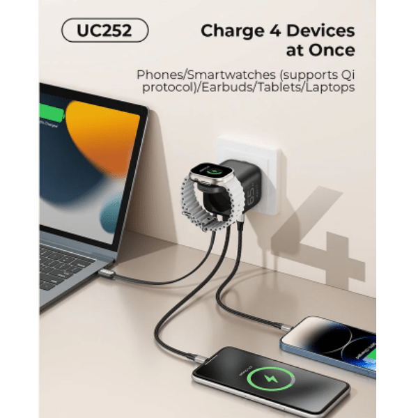 Havit 65W GaN Travel Charger UC252 EU with Retractable Cable and Watch Charger Black Havit Egypt