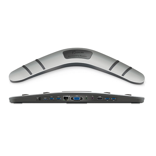 j5create JUD481 Boomerang Station - Universal USB 3.0 Docking Station - Main View - DokkanTech Docking station with multiple ports on a white background
