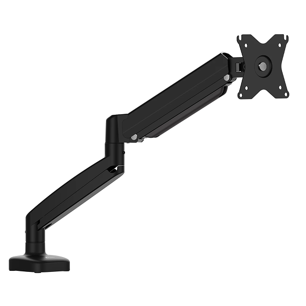 j5create JTSA101 Ergonomic Monitor Mount Support 17 inches to 32inches monitors weighing up to 8kg - 20000 tested stability - DokkanTech Black monitor stand with adjustable arm on a white background