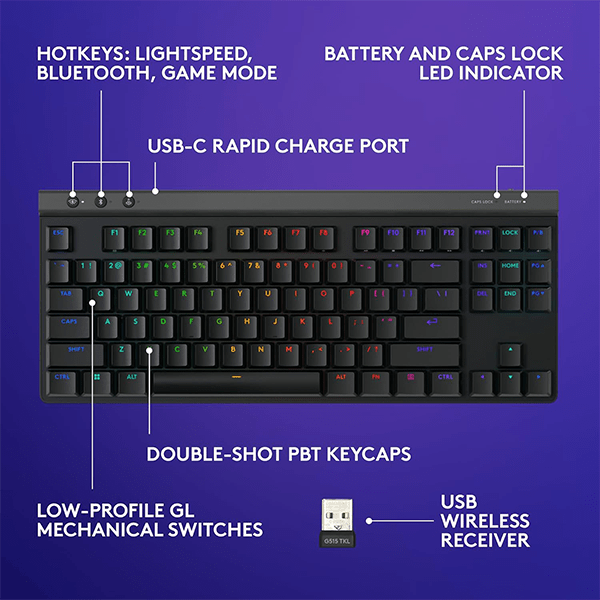 Logitech G515 Lightspeed TKL Wireless Keyboard – Linear Switch, English layout Logitech G Egypt