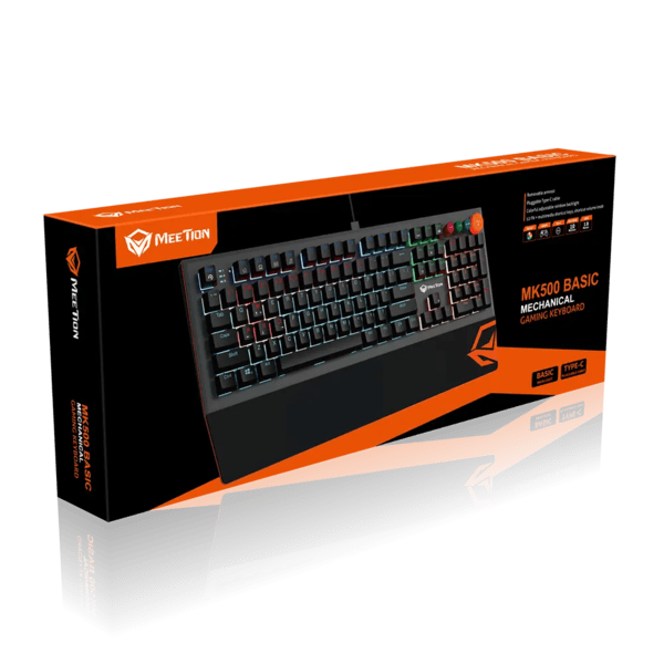 Meetion MK500 Basic Colorful Adjustable Rainbow Backlight Mechanical Gaming Keyboard OUTEMU Blue Switch Ara/En Meetion Egypt