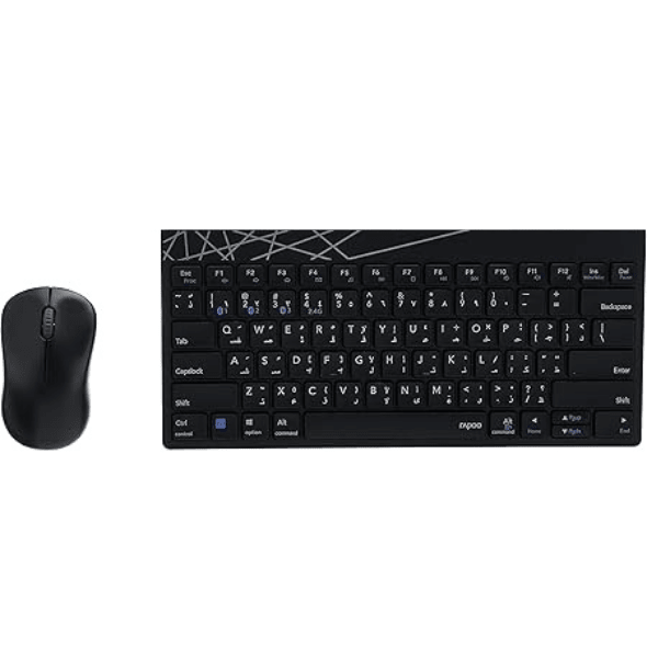 Rapoo 8000M Wireless Keyboard & Mouse Combo Multi - Mode Black - Ara Rapoo Egypt