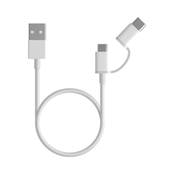 Xiaomi Mi 2-in-1 USB Cable (Micro USB to Type C) 100cm - White - DokanTech #