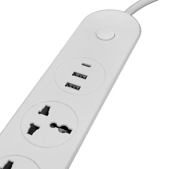 Bareeq power strip – USB-C and USB-A ports detail