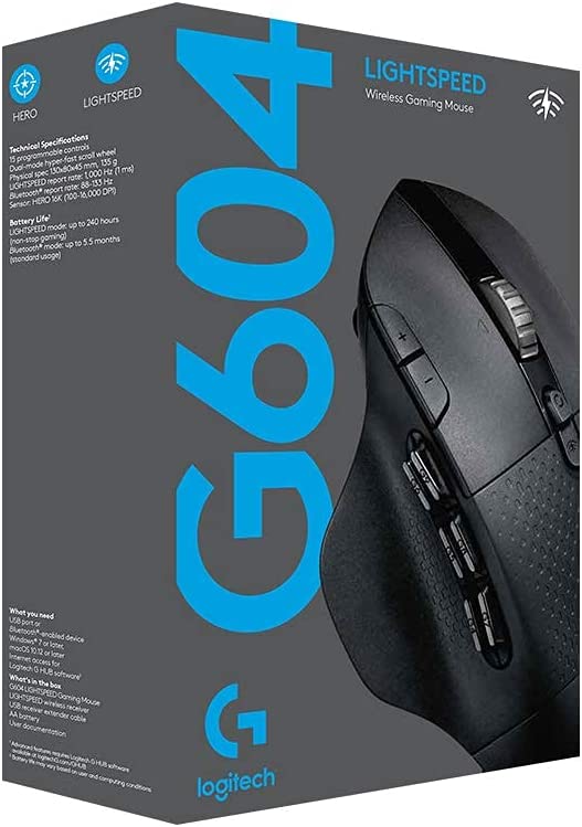 Logitech G G604 Lightspeed Wireless Gaming Mouse with 15 programmable Controls, up to 240 Hour Battery Life, Dual Wireless connectivity Modes, Hyper-Fast Scroll Wheel - DokanTech #